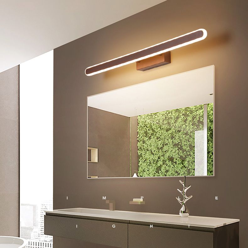 Metal Linear Wall Mounted Light Minimalist Style LED Wall Light Sconce in Coffee