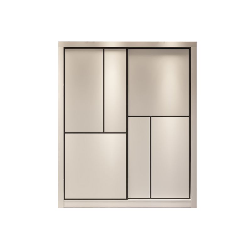 Sliding White Wardrobe Armoire Engineered Wood Wardrobe Cabinet