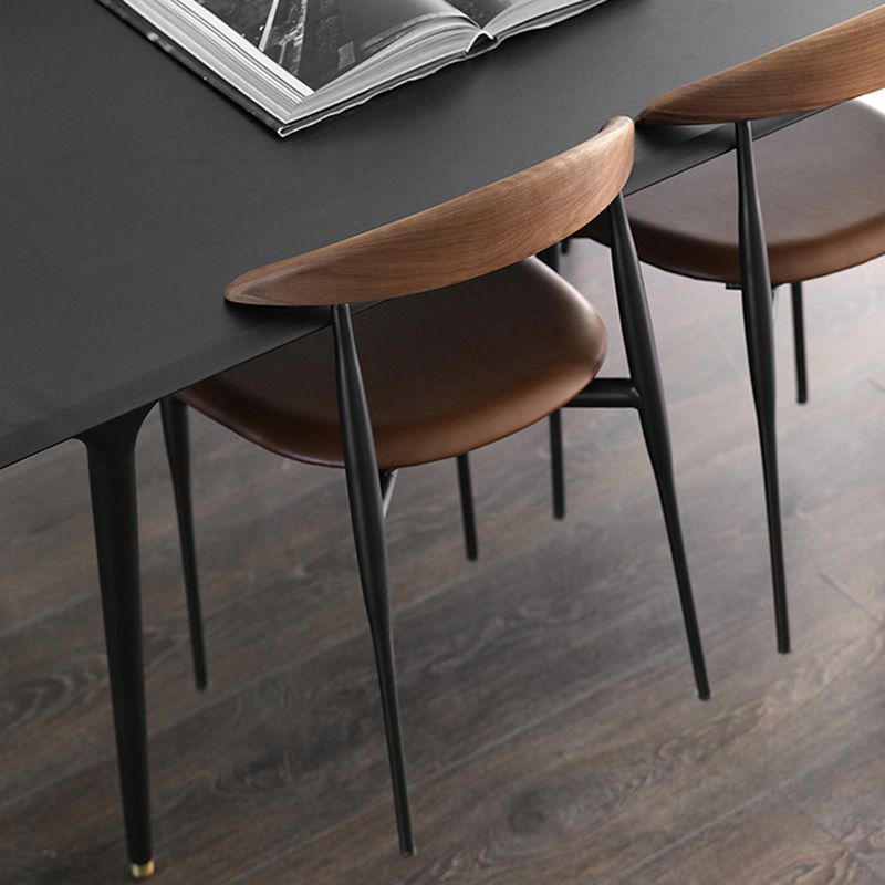 Modern Style Faux Leather Chair Open Back Armless Dining Chair
