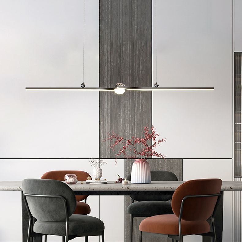 Contemporary Style Linear Island Lights Metal 5 Light Island Pendant Lights