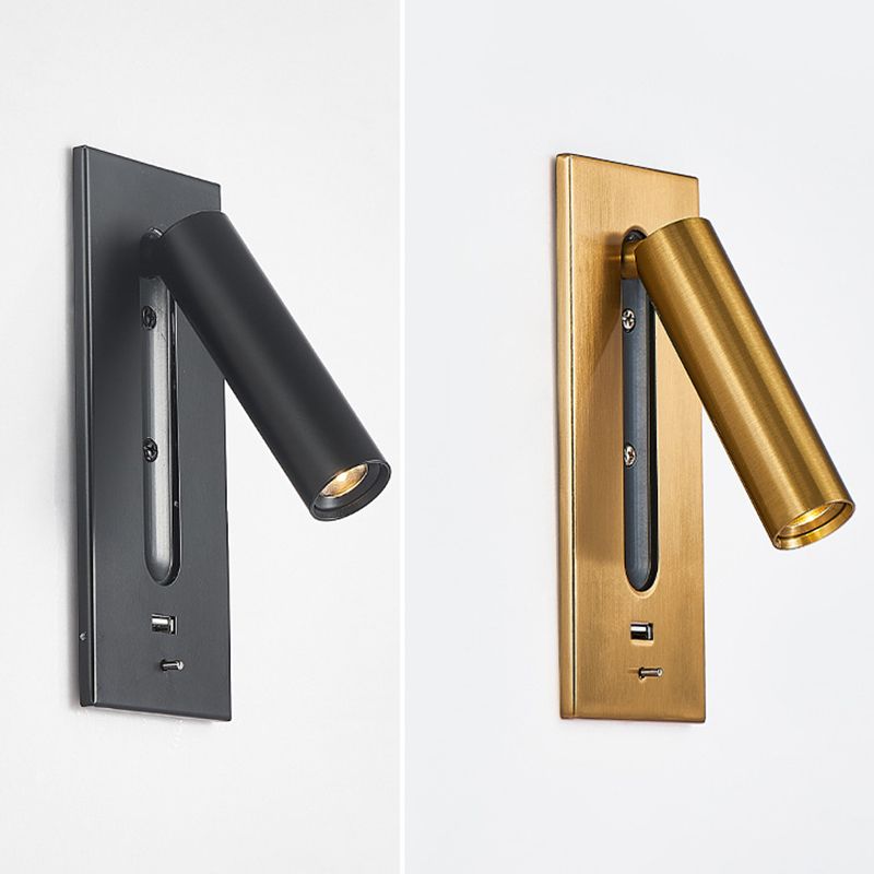 Simple Pivoting Wall Sconce Cylinder Reading Wall Light for Bedroom