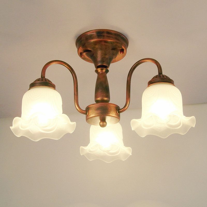 Lámpara de techo para salón de dormitorio con sombra de flores y luz empotrada de estilo tradicional