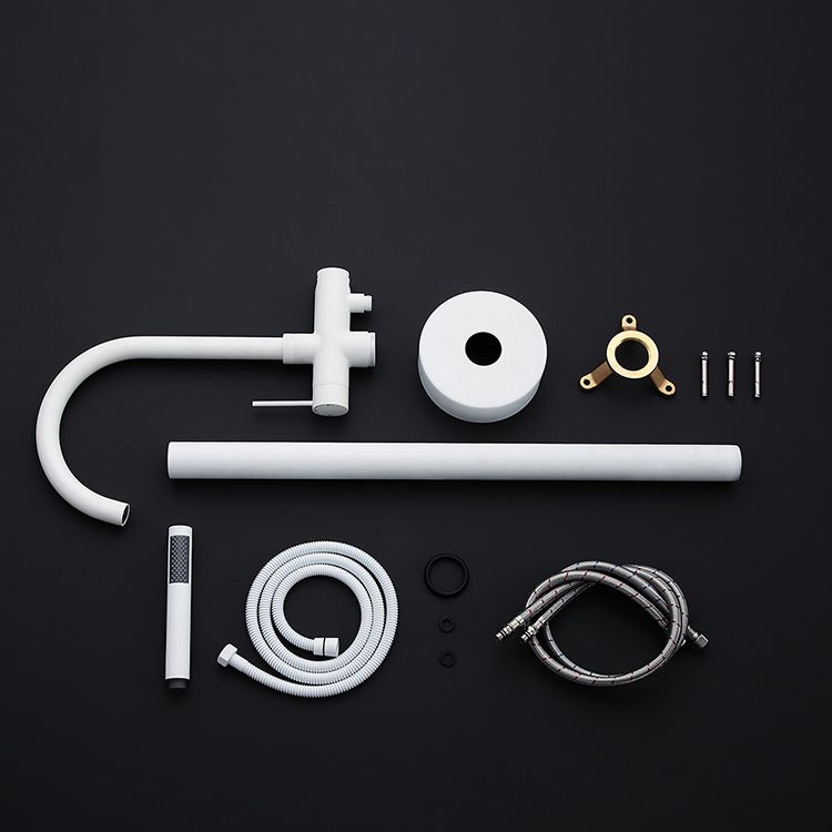 Floor Mounted Freestanding Tub Filler Metal Freestanding Bathtub Faucet in White