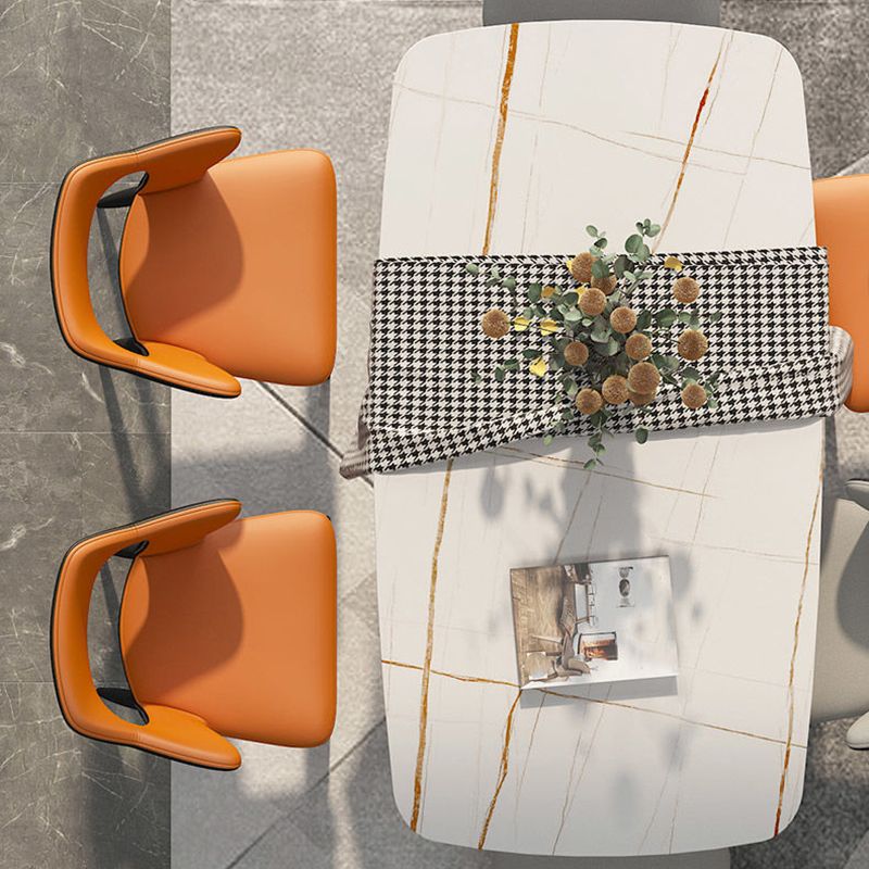 Metal Contemporary Dining Chair with Arms Matte Finish Open Back Dining Side Chair