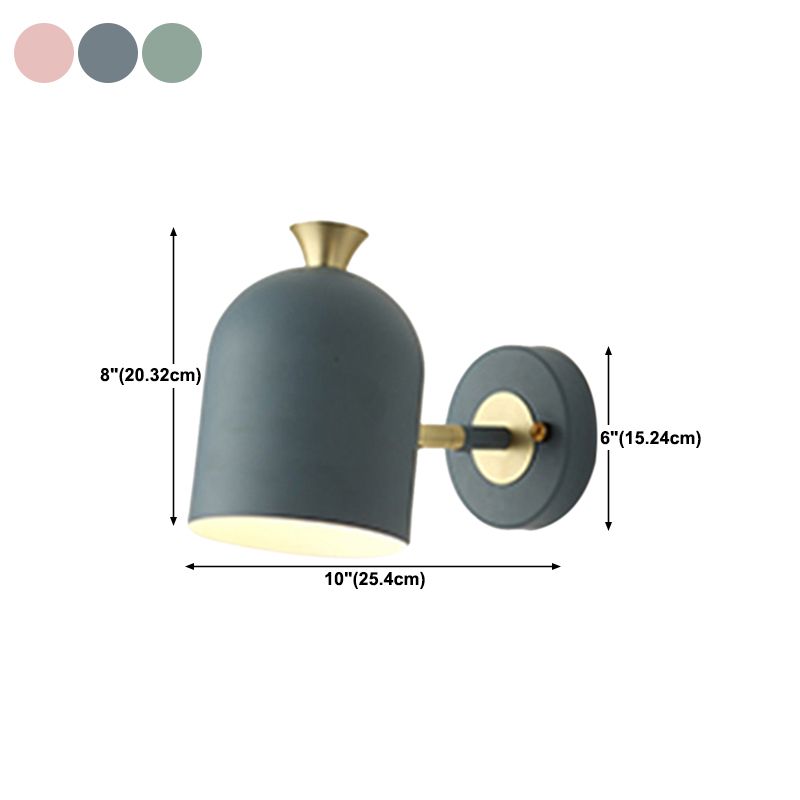 1-Light Modern Macaron Style Wall Sconce Metal Wall Lighting for Bedroom