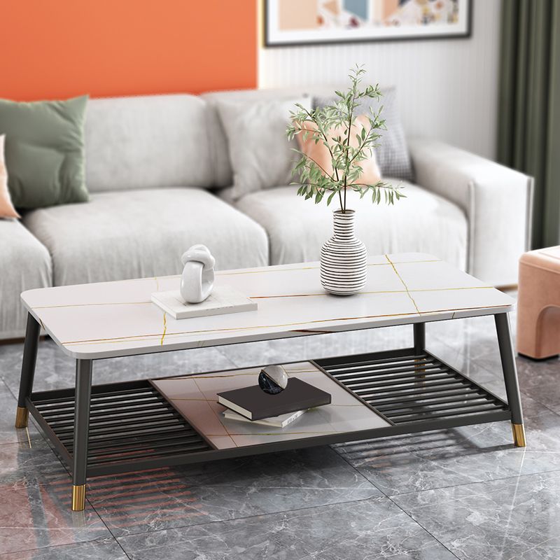 Glam Frame Coffee Table Slate Rectangular Coffee Table for Living Room