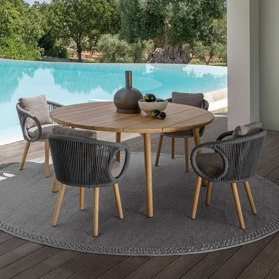 Teak Solid Wood Dining Set 1/3/5 Pcs Boho Natural Frame Patio Dining Table and Chairs