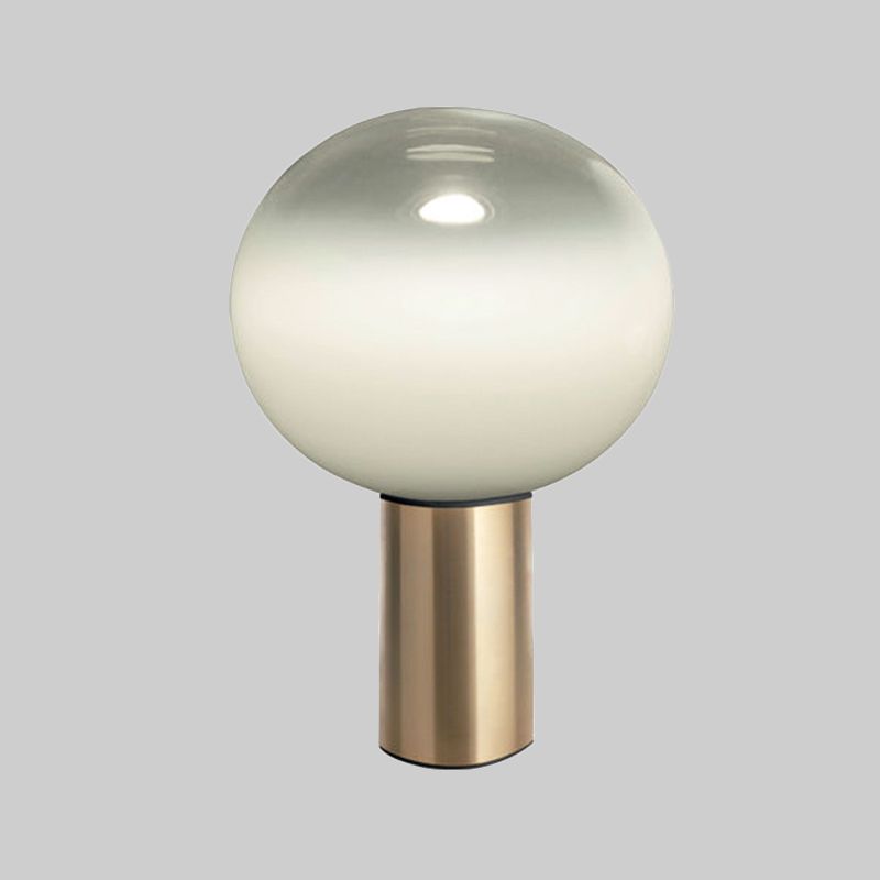 Global Table Light Contemporary White Glass 1 Bulb 6"/10"/14" Wide Brass Nightstand Lamp