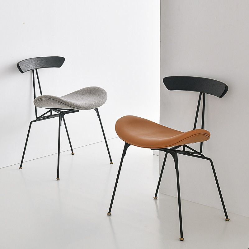 Black Iron Legs Dining Chairs Industrial Armless Dining Side Chair