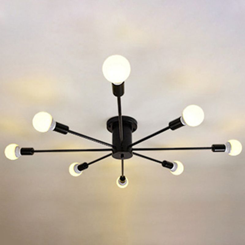 Lampada da soffitto Sputnik a semi-incasso a lampadina nuda in stile industriale creativo, apparecchio da soffitto in ferro laccato