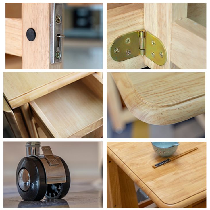 51'' Foldable Rubber Wood Table Medieval Modern Rectangle Table with Storage (only table)