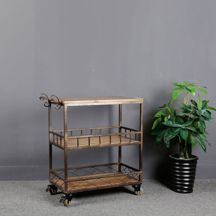 Rolling Industrial Kitchen Trolley Wooden Kitchen Trolley for Dining Room