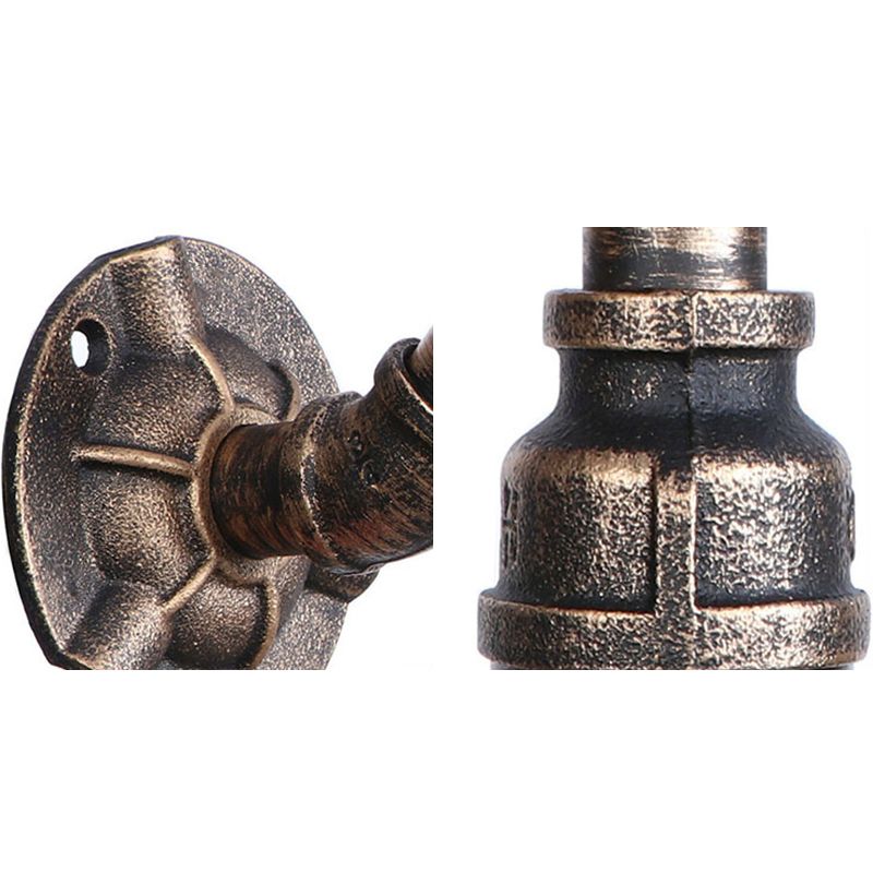 Bronze Pipe Wall Mounted Lamp Antique Style Metal Living Room Wall Light Sconce