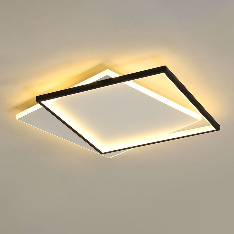 Iluminación de techo LED negra acrílica Simplicity de montaje empotrado doble redondo/cuadrado/rectangular en luz cálida/blanca