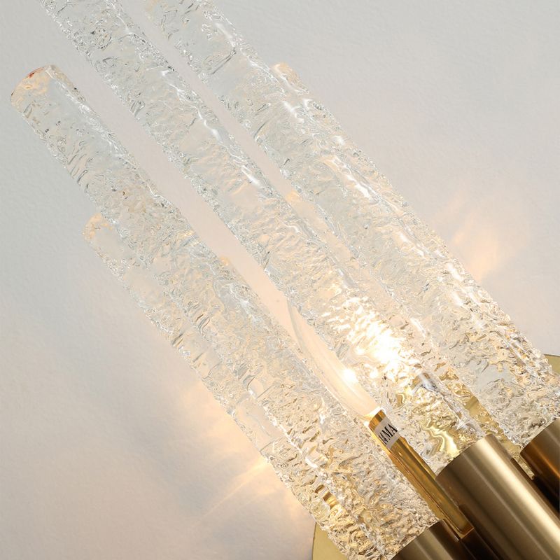 Unique Shade Multi Lights Wall Sconce Modern Style Crystal Wall Mount Light Fixture in Brass
