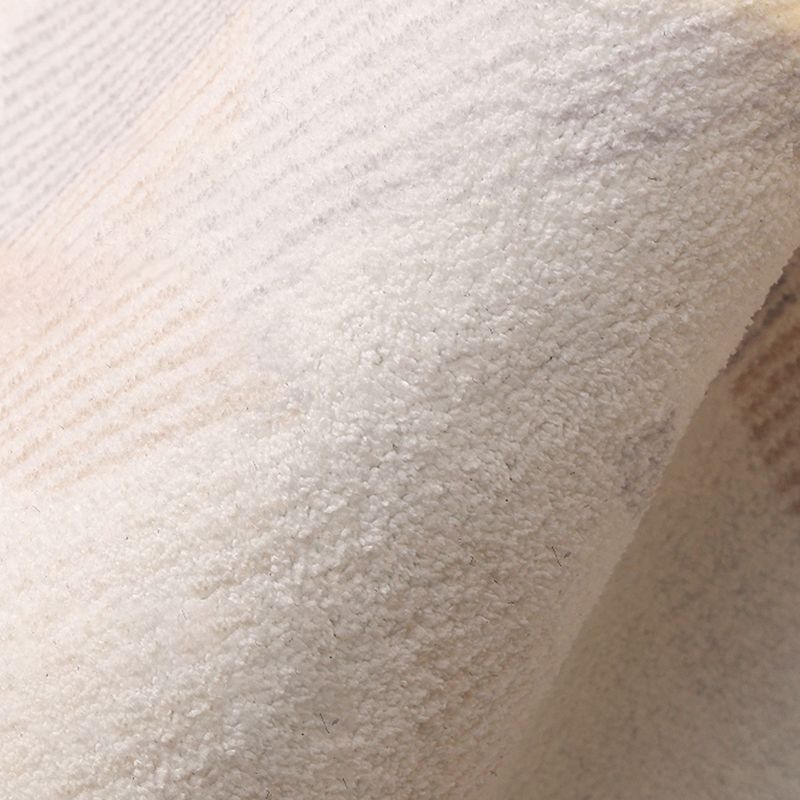 Beige Living Room Area Rug Geometric Pattern Modern Area Carpet Polyester Non-Slip Backing Rug