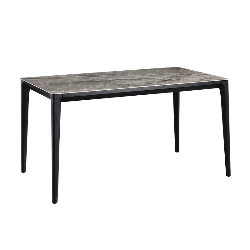 Minimalist Sintered Stone Table Set with Rectangular Table and Upholstered Chairs