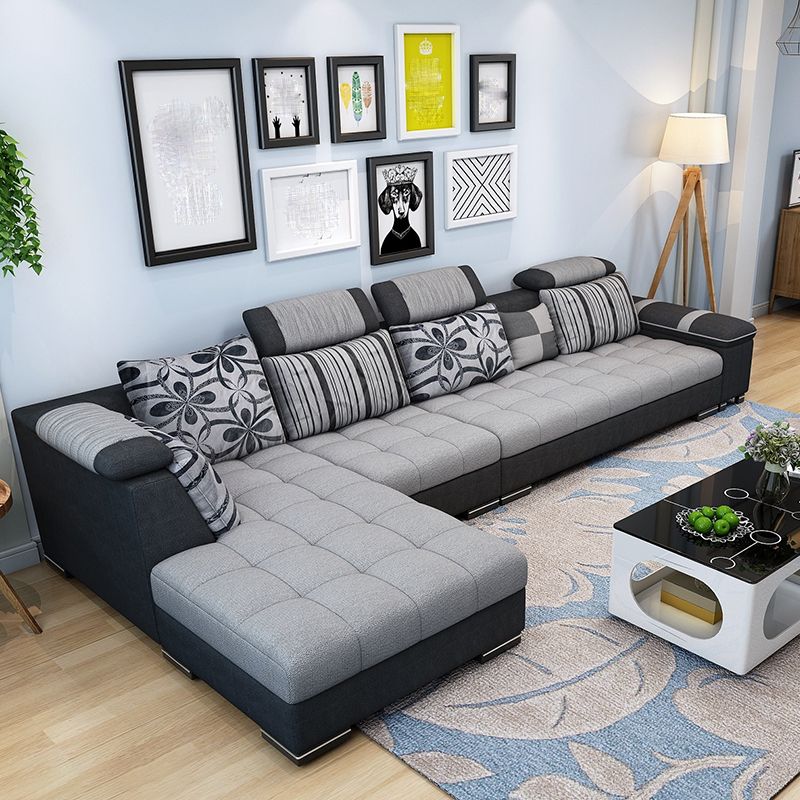 135.82" D x 70.86" W x 33.46" H Pillow Top Arm Sectional Adjustable Pillowed Back Cushions