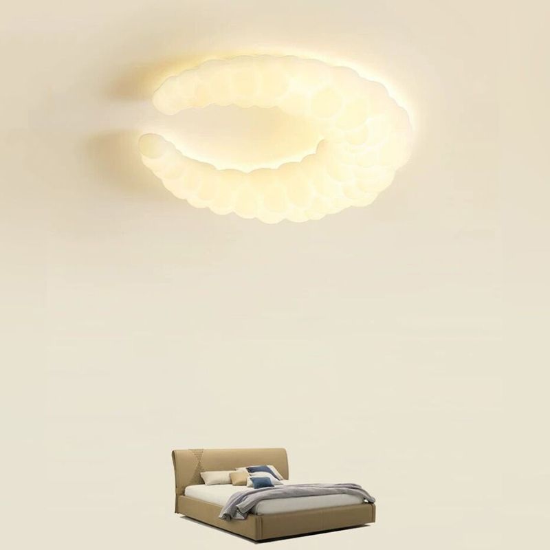 Crescent LED Flush Mount Acrylic Contemporary Ceiling Flush in Ivory White
