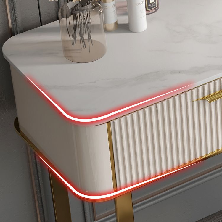 2/5-Drawer Vanity Makeup Table Set Metal Dressing Table in Beige