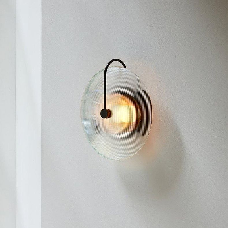 1-licht ronde wand SCONCE Moderne eenvoudige stijl glazen wandverlichting in zwart en goud