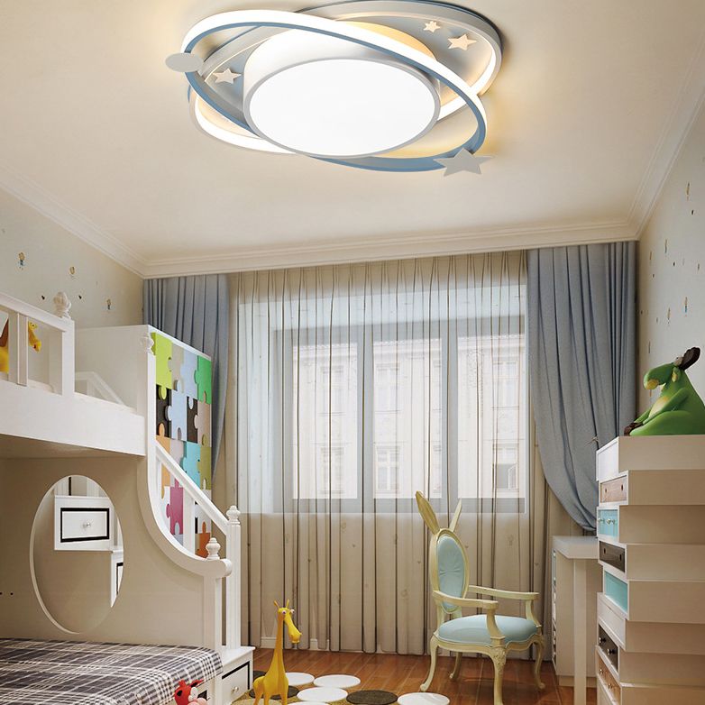 Planet Flush Mount Ceiling Light Contemporary Acrylic Ceiling Mount Light Fixture for Bedroom