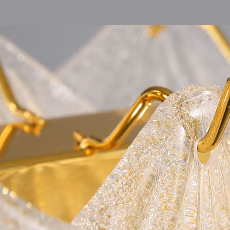 4 Light leaf Island Lights Modern Lighting Chandelier Glass and Metal Island Lamps in Gold