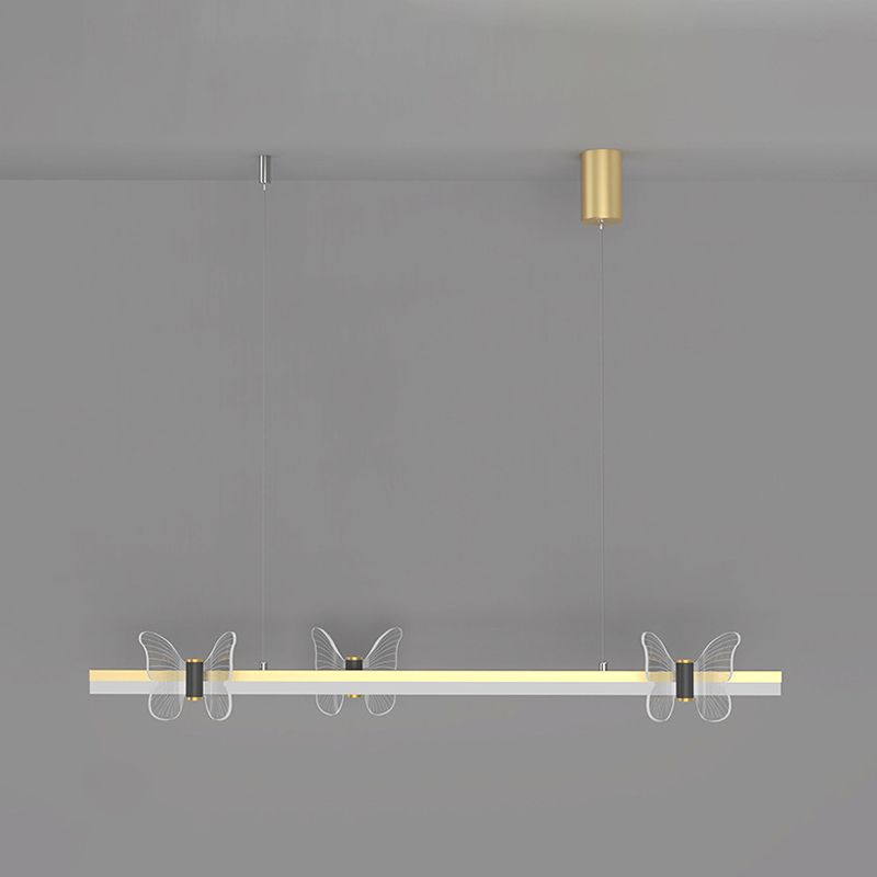 Linear Island Light Modern Lighting Chandelier Metal 1 Light Pendant Light Fixture