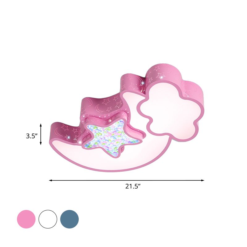 Acrylic Starry Sky Flush Light Fixture Nordic LED Flush Mounted Lamp in White/Pink/Blue for Child Bedroom