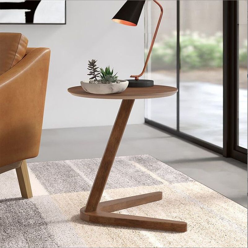 Scandinavian Solid Wood End Table Abstract Round Living Room Side Table