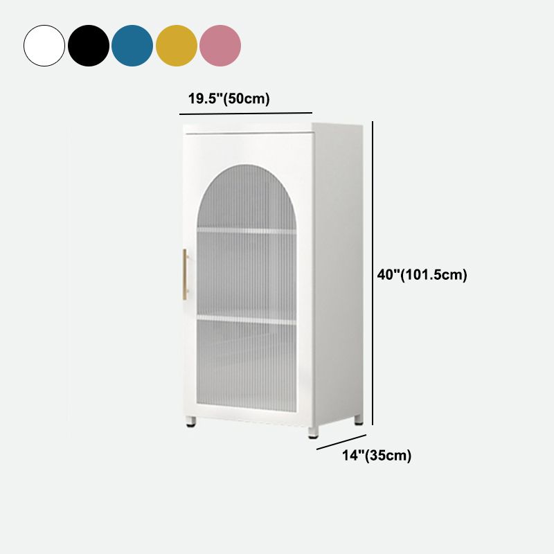 Contemporary Metal Standard Bookcase Closed Back Vertical Bookcase with Glass Door