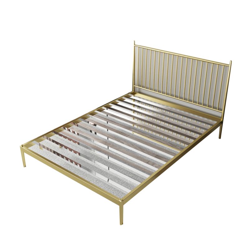 Contemporary Rectangular Spindle Headboard Bed with Metal Legs