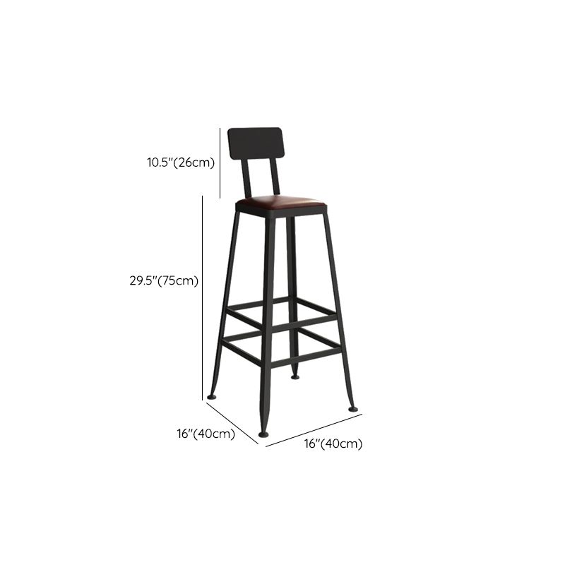 Industrial Style Iron Bar Stool Armless Bar Stool with Black Legs