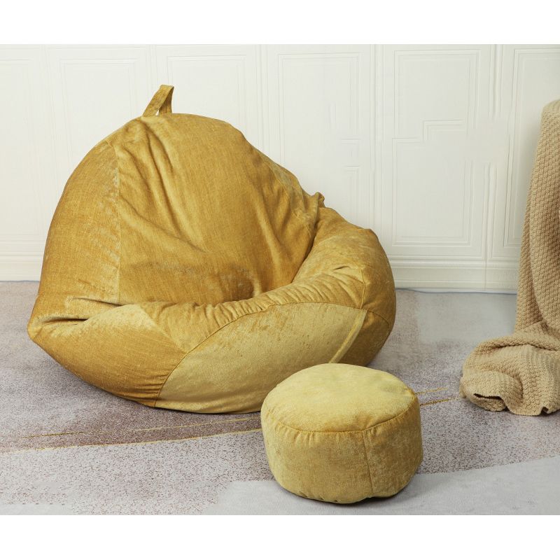 Linen Barrel Accent Chair Armless Round Chair with Ottomans for Living Room