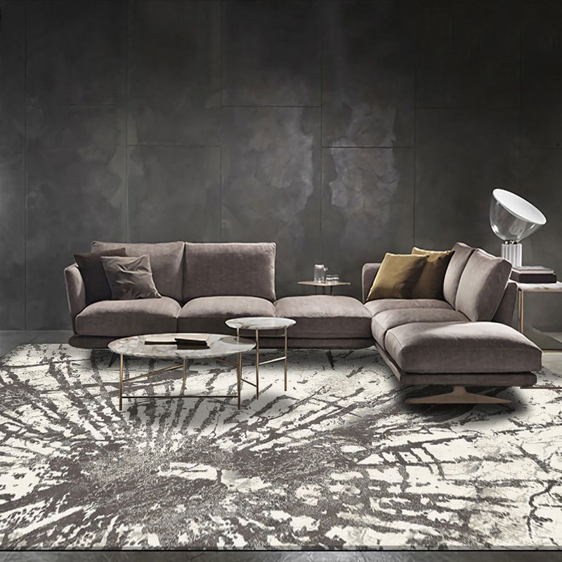 Brown Modern Rug Polyester Graphic Indoor Rug Stain Resistant Rug for Living Room