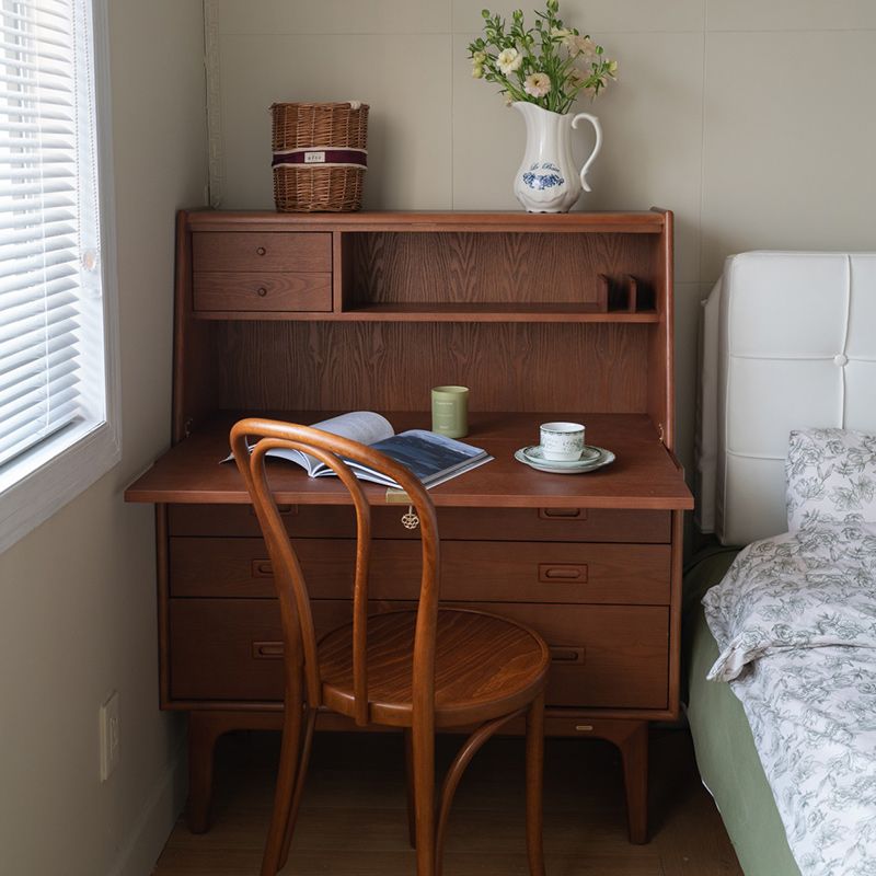 Mid-Century Modern Wood Accent Chest in Ash 46" Tall 5 Drawers Cabinet