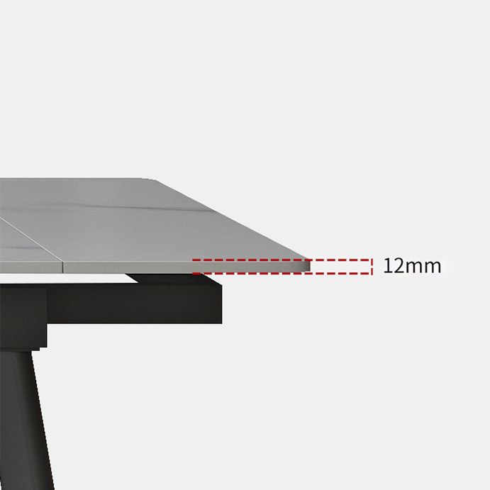 Industrial Dining Table with Leaf Extension Black Metal Base Dining Table