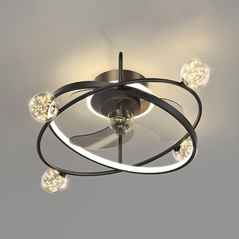 Kids Style Spherical Ceiling Fan Lights Metal LED Flush Lights for Bedroom