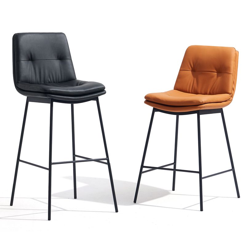 Contemporary Metal Leather Bar Stools Indoor Barstool with Iron Legs and Footrest