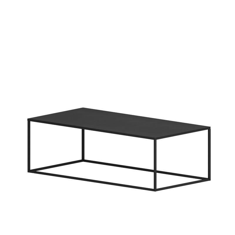 Iron Coffee Table with Frame Base Mid-Century Modern Black/White Coffee Table