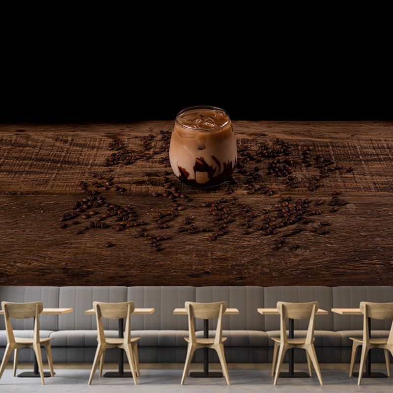 Customized Strong Aroma Coffee Mural Wallpaper Stain Resistant Wall Covering for Coffee Shop
