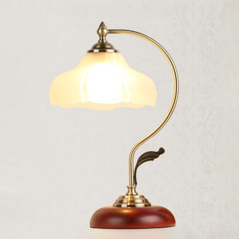 Flower Table Light Modern Nightstand Lamps Wood 1 Light Table Lamp in Gold