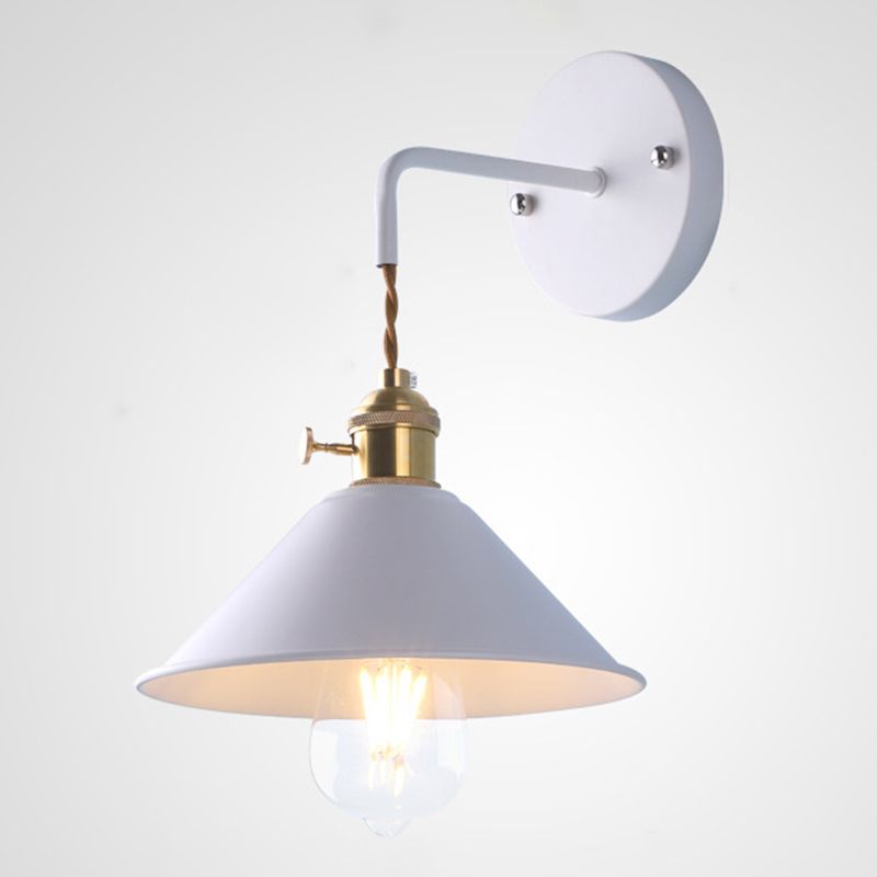 Industrial Cone Wall Light Matte Black Single Metallic for Hallway