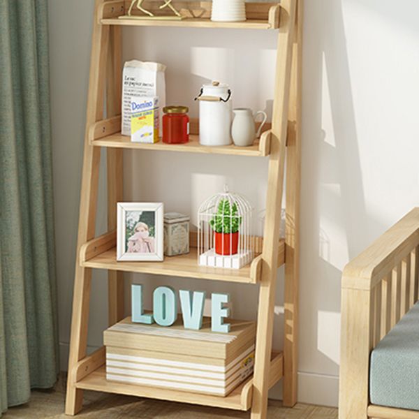Ladder Bookshelf Modern Wooden Bookcase for Living Room 55.1"H
