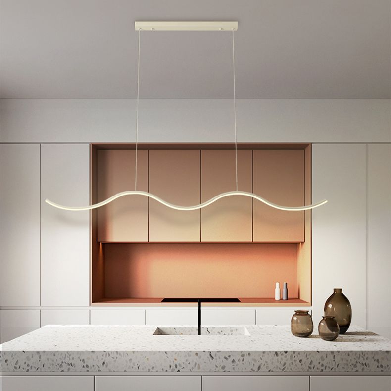 Metal Linear Shade Island Pendant Postmodern Style 1 Light Island Lighting for Living Room