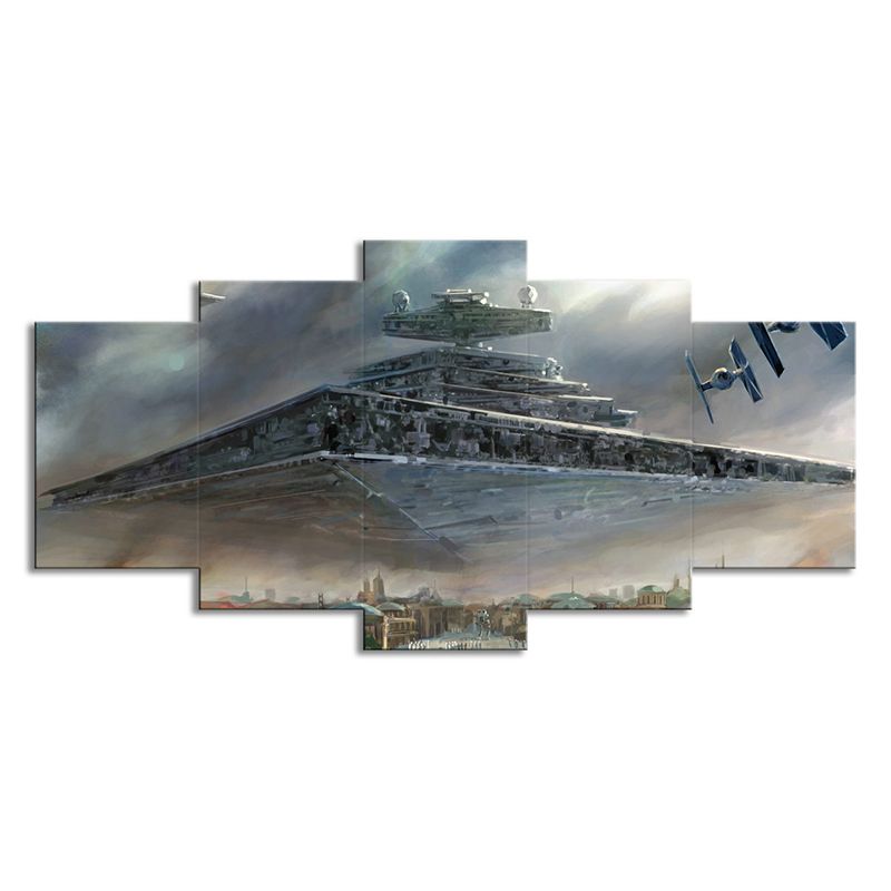 Star Wars Floating City Canvas Science Fiction Multi-Piece Wall Art Print in Brown
