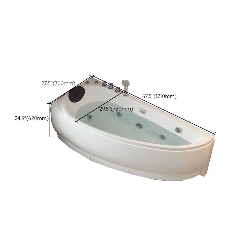 Modern Acrylic Corner Bathtub Soaking/Whirlpool Back to Wall Bathtub