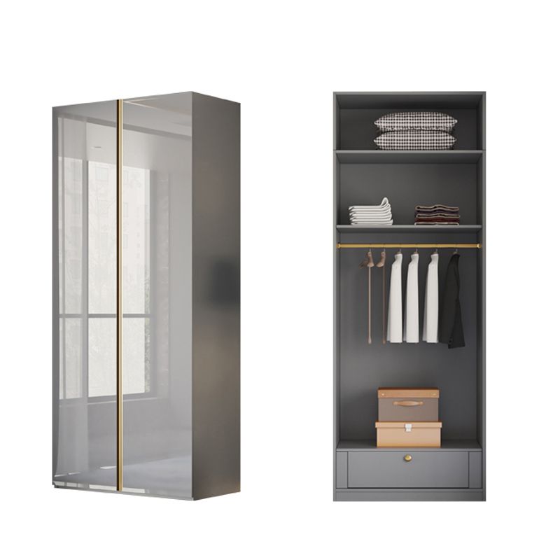 High Gloss Grey Storage Cabinet Modern Cabinet with Hinged Doors