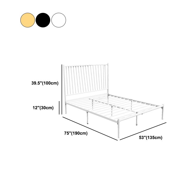 Modern Style Metal Slat Standard Bed with Rectangular Headboard