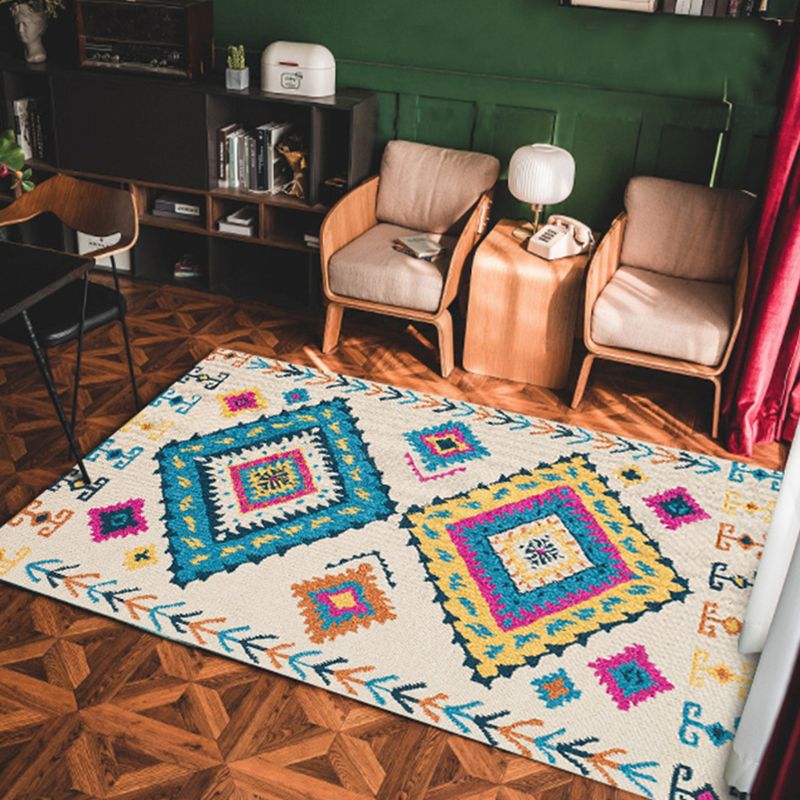 Vintage Geo Print Teppich mehrfarbiger persischer Indoor-Teppichsynthetik Anti-Rutsch-Backing Easy Care Teppich für Zimmer